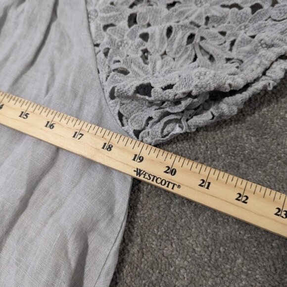 Carina Ricci Women's Linen Blouse Size Small Oversized Crochet Balloon Hem - Picture 9 of 10
